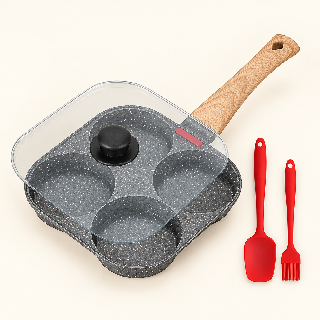 Sunnyside 4-cup egg pan set in black