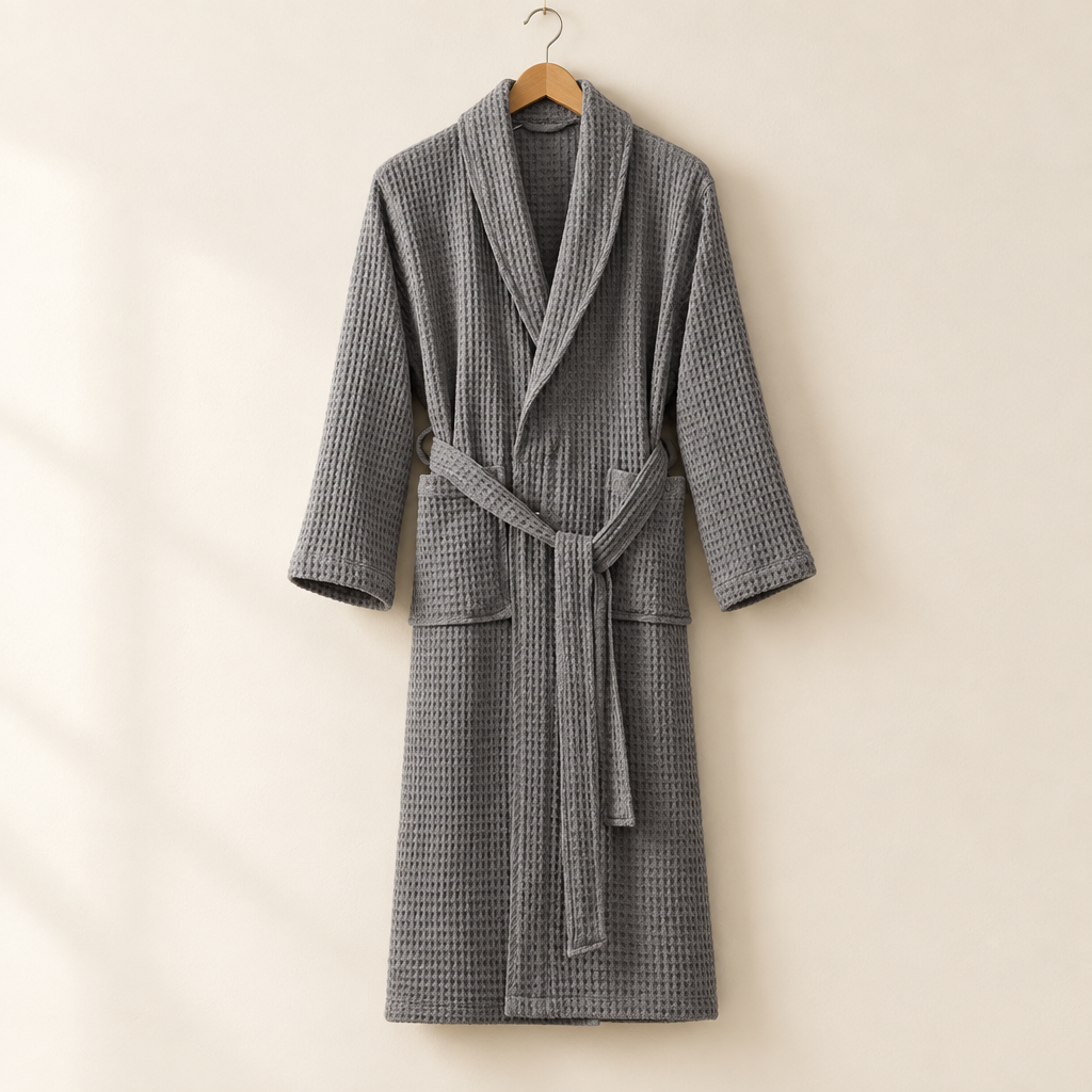 Harrowgate unisex cotton terry dressing gown in Grey