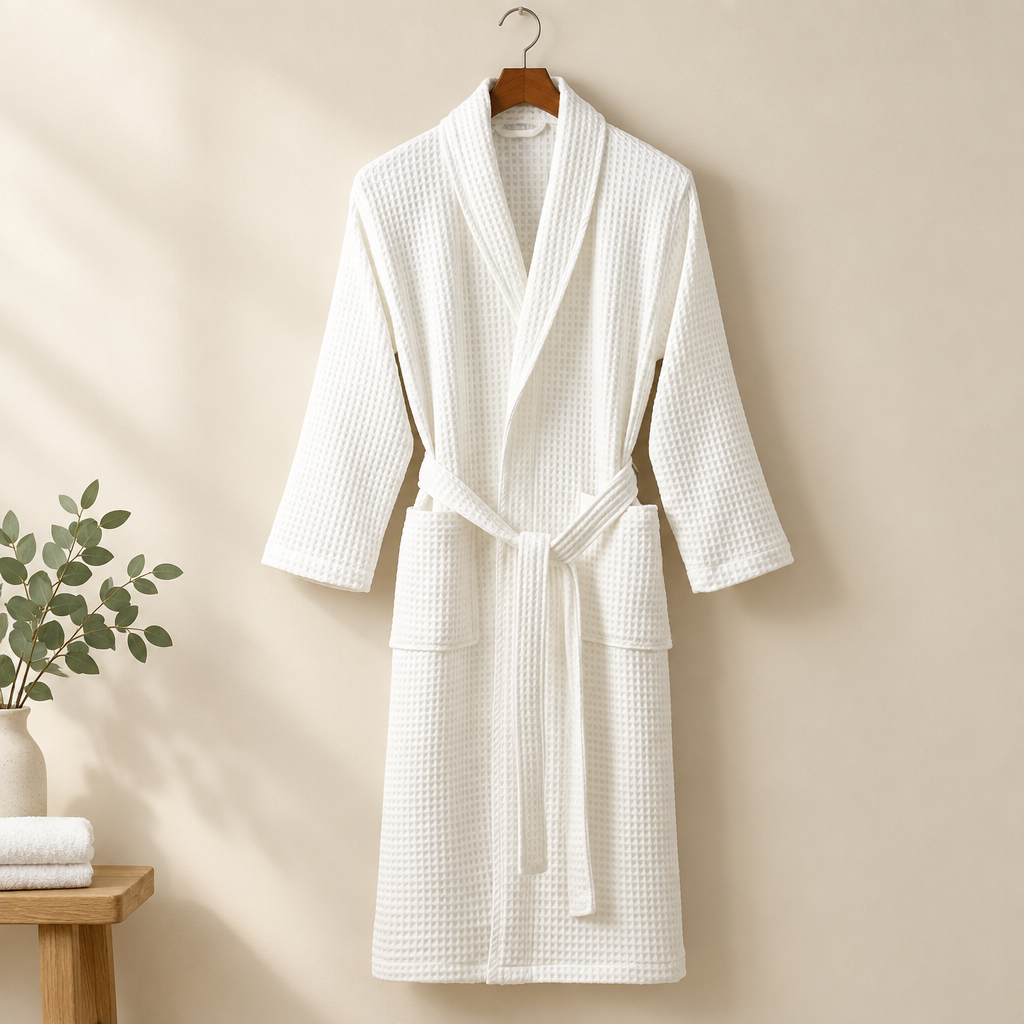 Harrowgate unisex cotton terry dressing gown in White