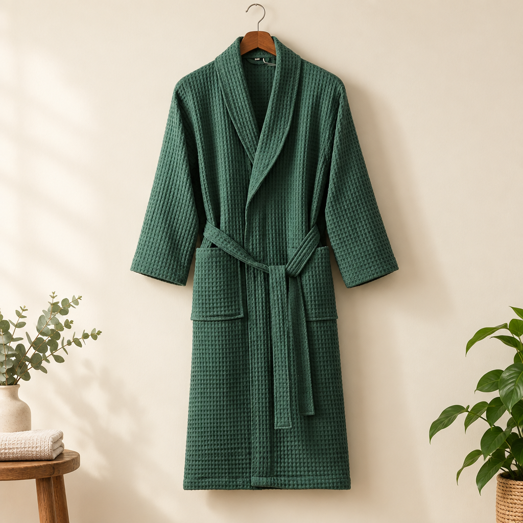 Harrowgate unisex cotton terry dressing gown in Green