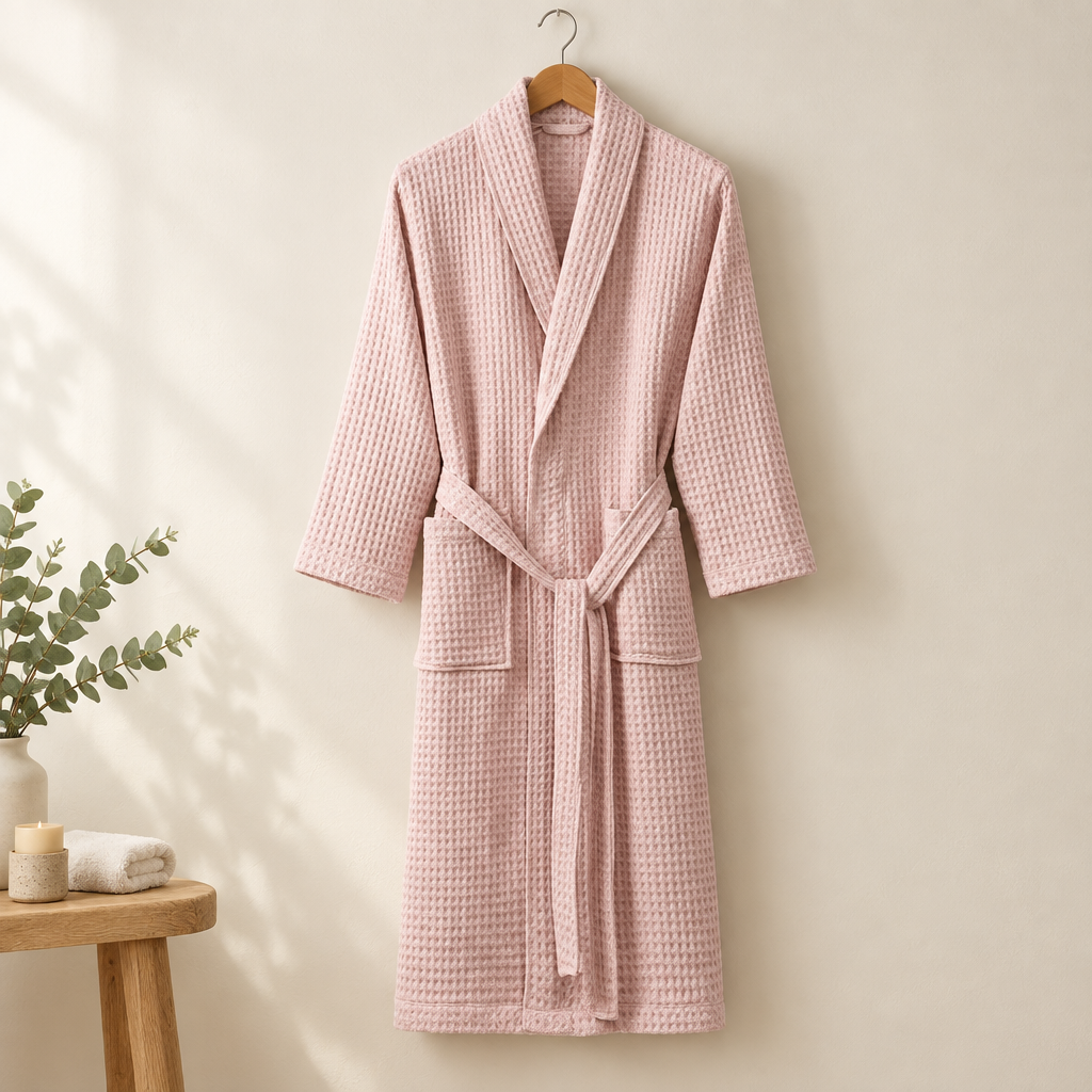 Harrowgate unisex cotton terry dressing gown in Pink