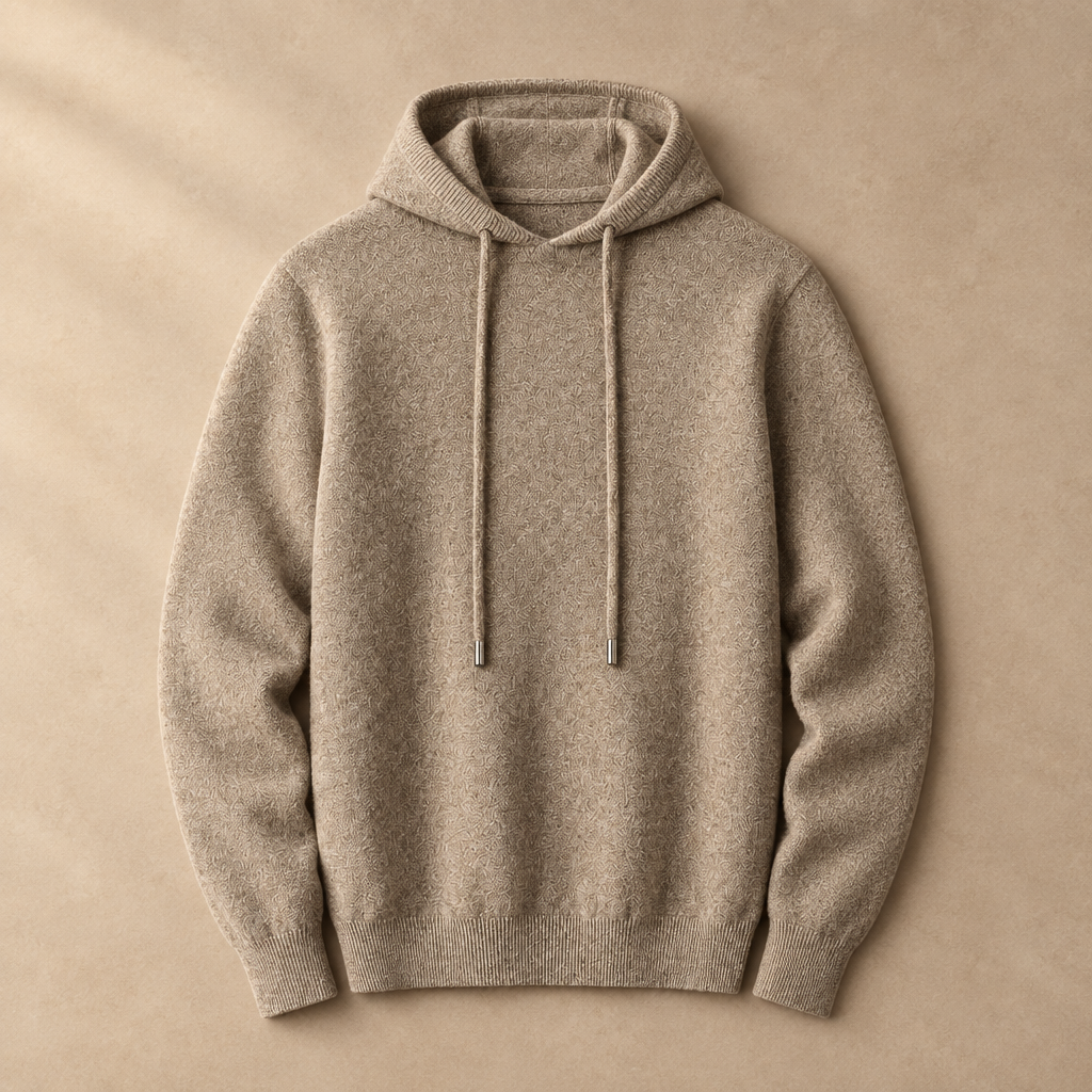 Ashcombe men's premium knit hoodie in camel