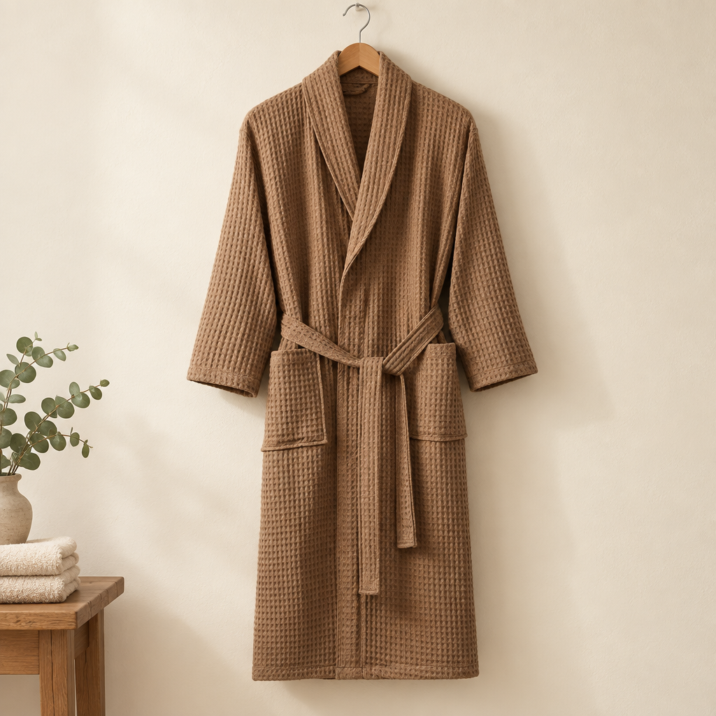 Harrowgate unisex cotton terry dressing gown in Coffee