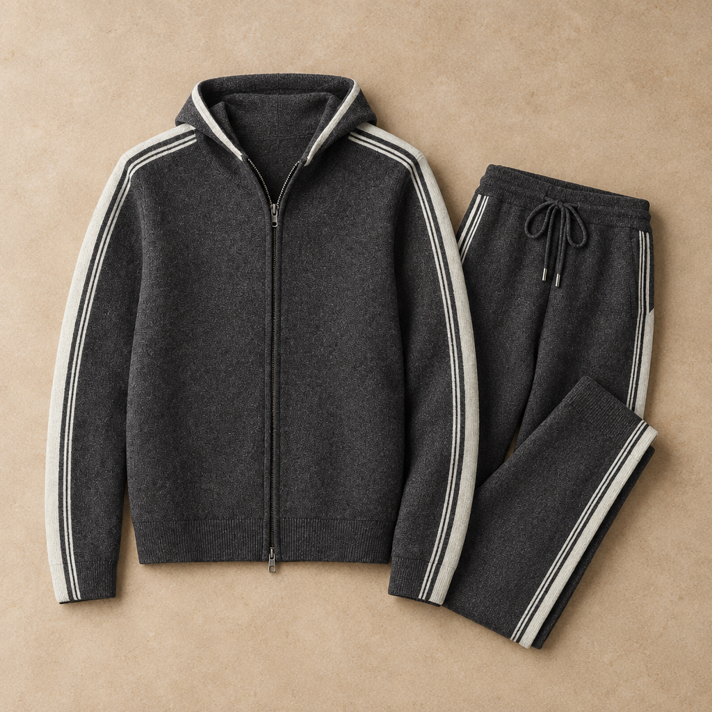 Mayfair men's premium knit zip tracksuit in dark grey