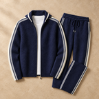 Mayfair men's premium knit zip tracksuit in navy blue