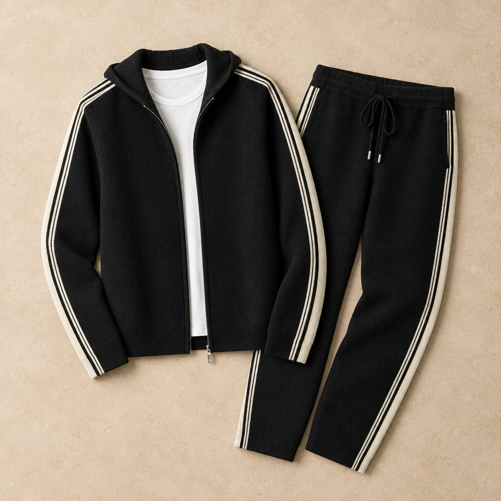 Mayfair men's premium knit zip tracksuit in black