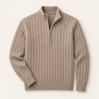 Pemberton men's half-zip soft knit polo in beige