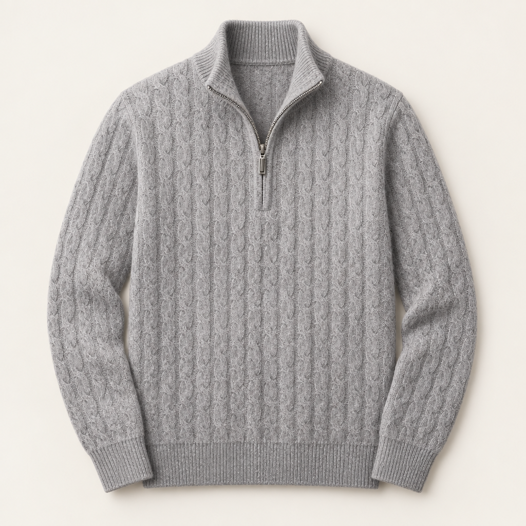 Pemberton men's half-zip soft knit polo in grey