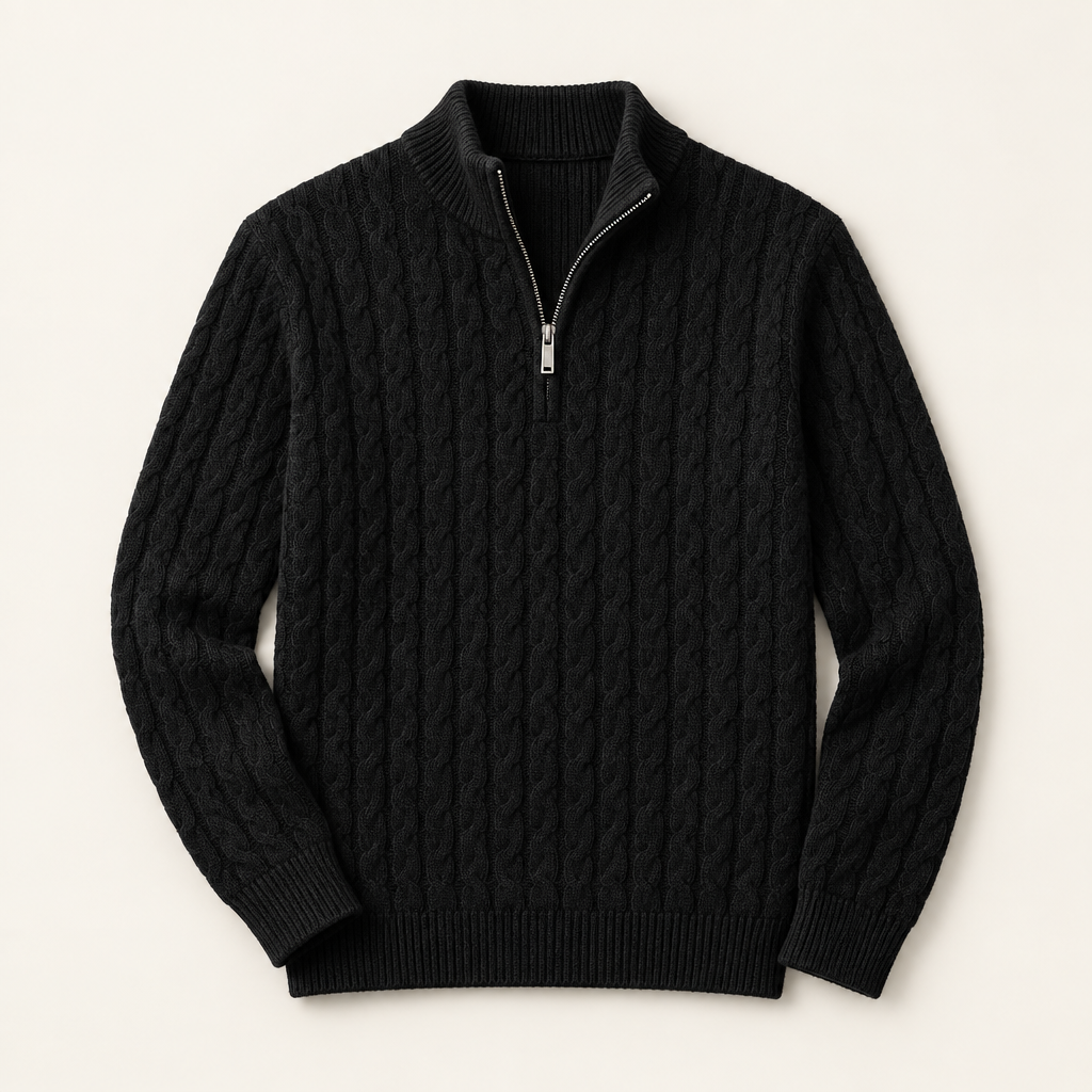 Pemberton men's half-zip soft knit polo in black