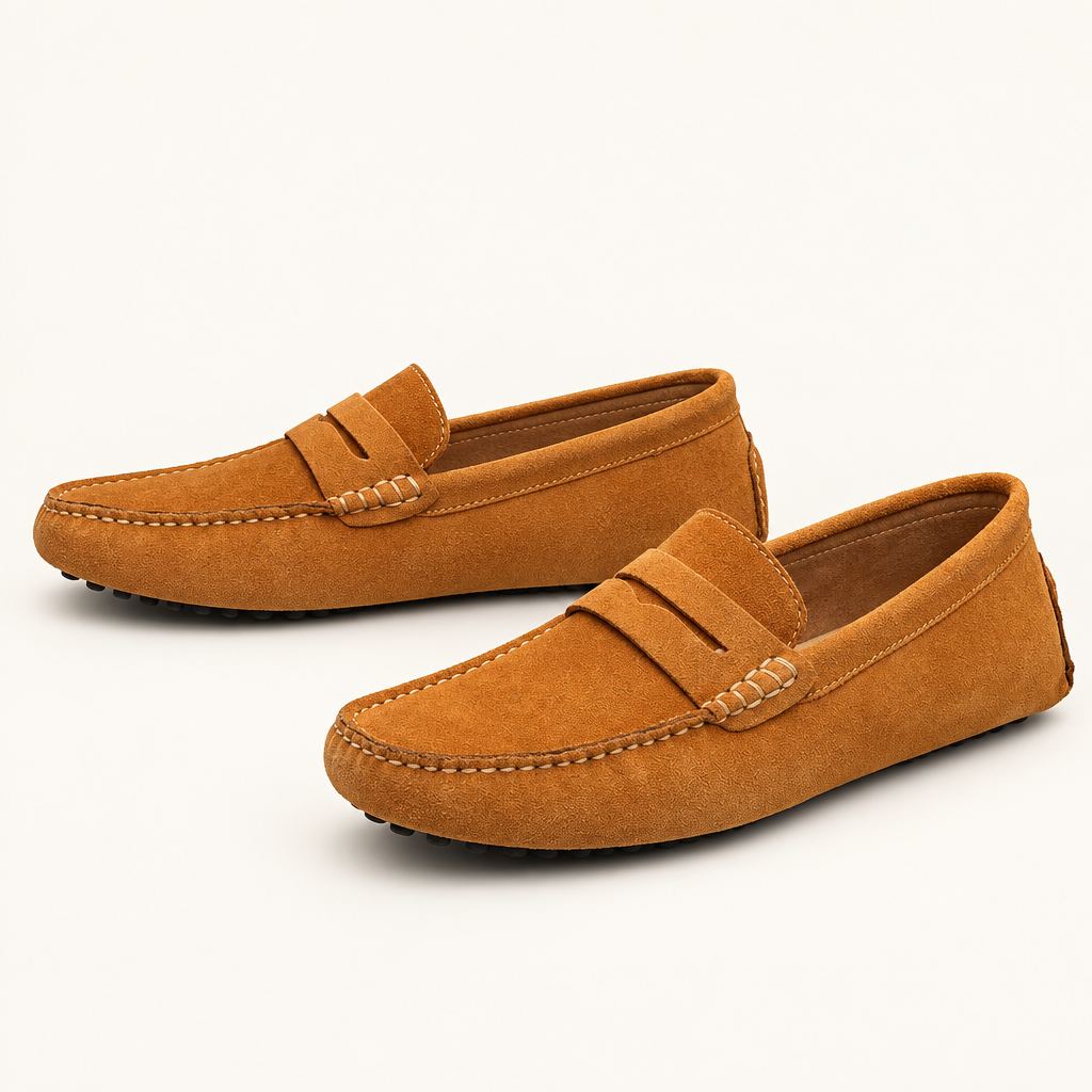 Chelsworth men's faux suede slip-on loafers in caramel