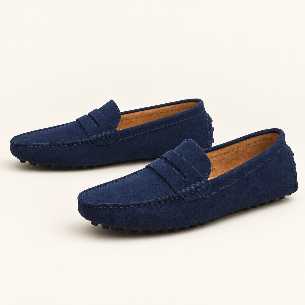 Chelsworth men's faux suede slip-on loafers in navy