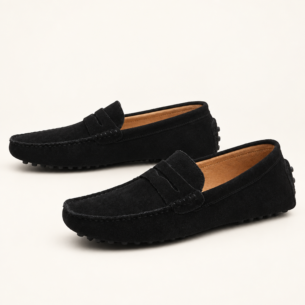Chelsworth men's faux suede slip-on loafers in black