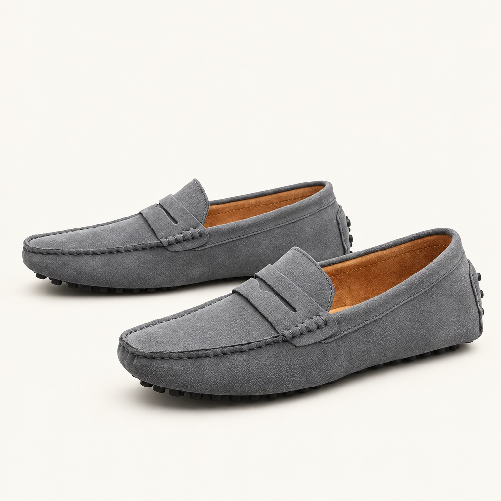 Chelsworth men's faux suede slip-on loafers in grey