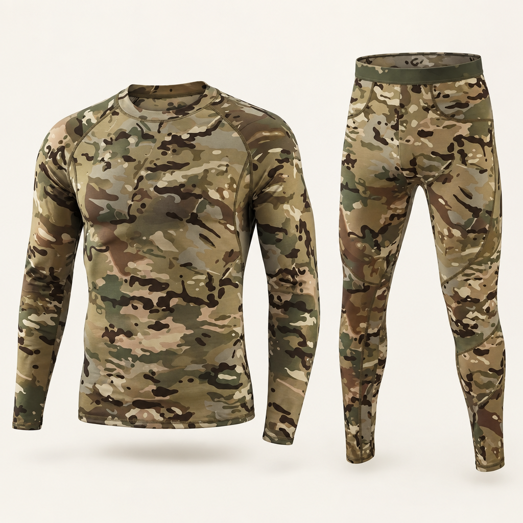Cairnmore men's thermal base layer set in multi-terrain camo