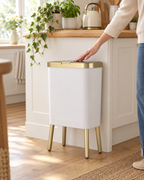 White Linford slim flip-top bin beside a shaker kitchen counter