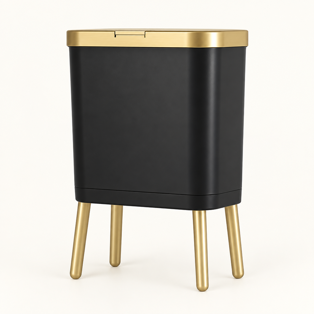 Linford 15L slim flip-top bin in black