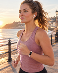 Whitby slim fitness tracker in Pink worn on the wrist