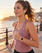Whitby slim fitness tracker in Pink worn on the wrist