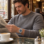 Kingsbury watch in Steel/Blue, lifestyle