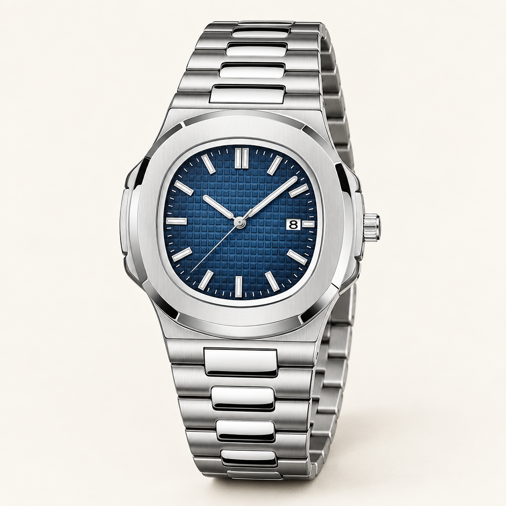 Kingsbury stainless steel quartz watch in Steel/Blue