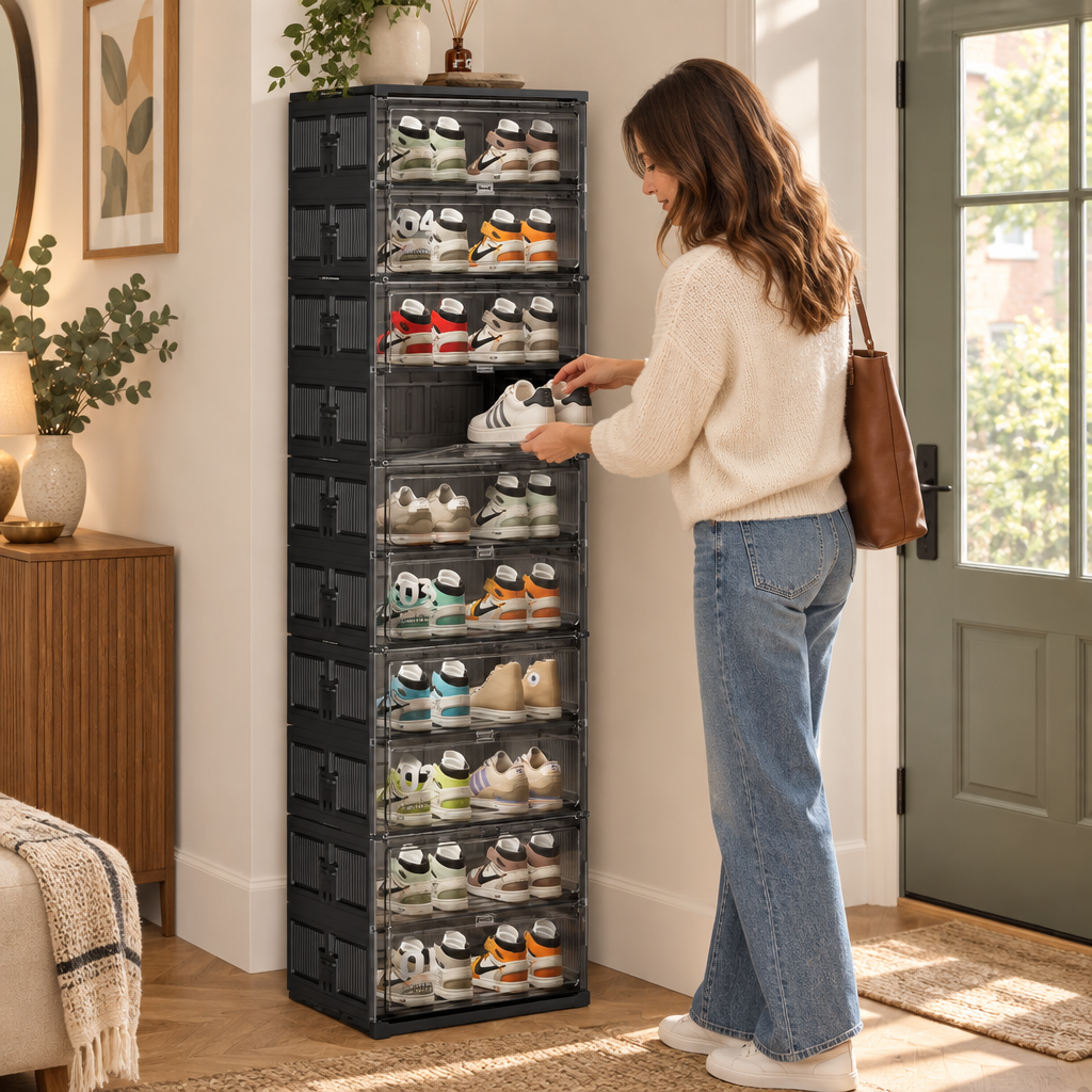 Ellesmere shoe storage in Black in use