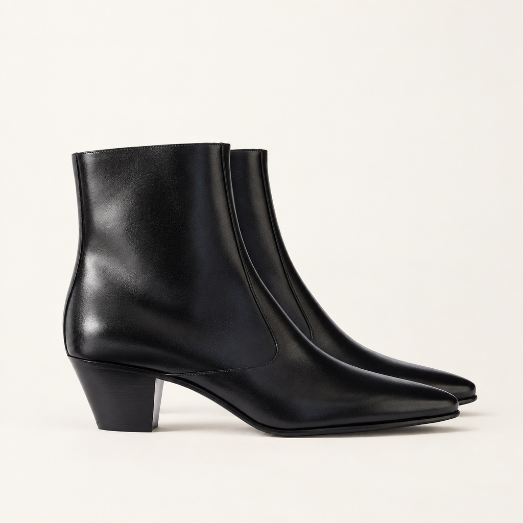 Mayhew women's black pointed-toe heeled ankle boots