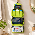 Close-up of the Wakefield toiletry bag compartments