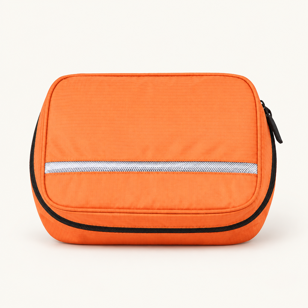 Wakefield hanging toiletry bag in Orange