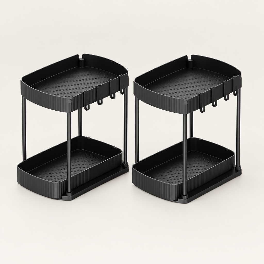 Tetbury pull-out under-sink organiser set of 2 in Black