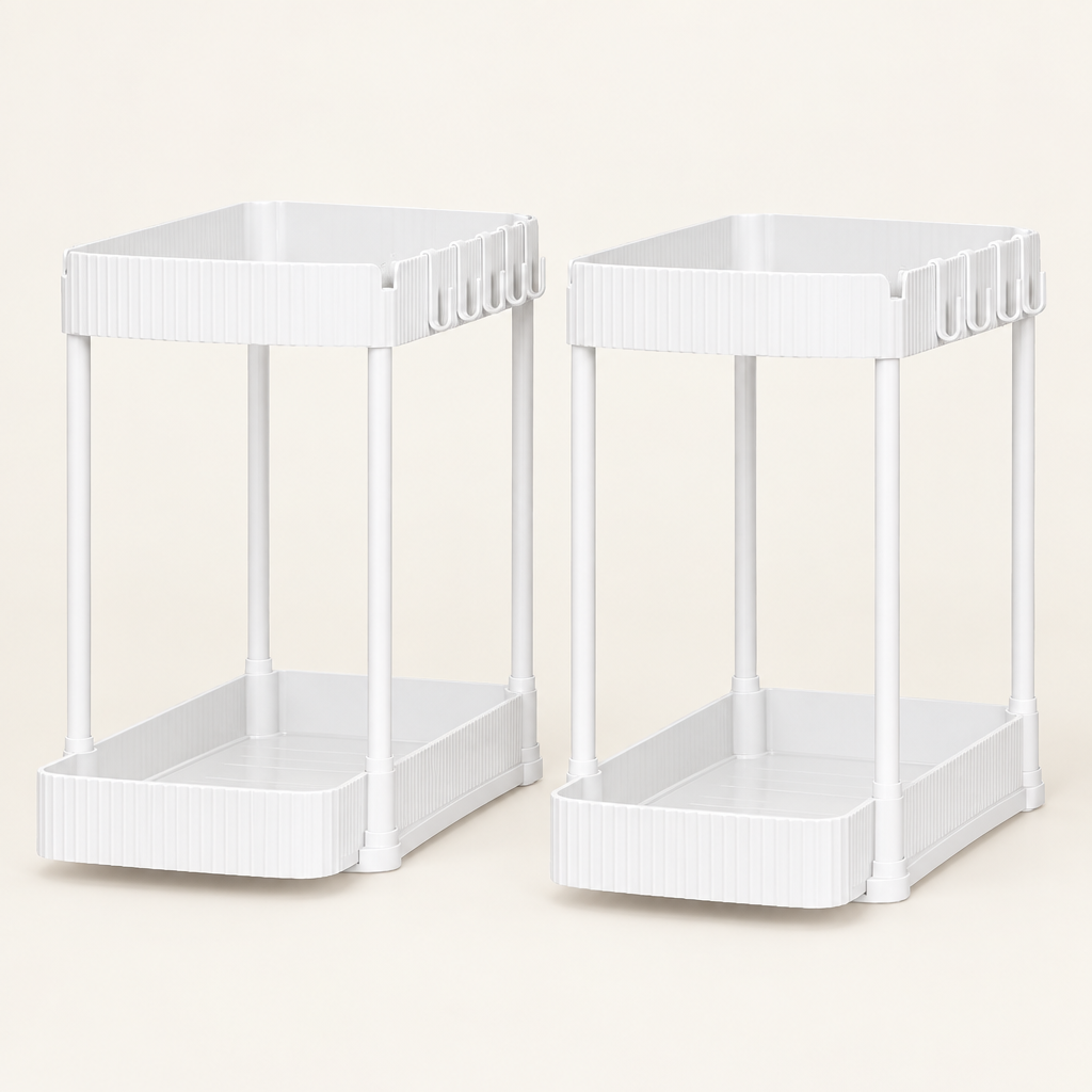 Tetbury pull-out under-sink organiser set of 2 in White