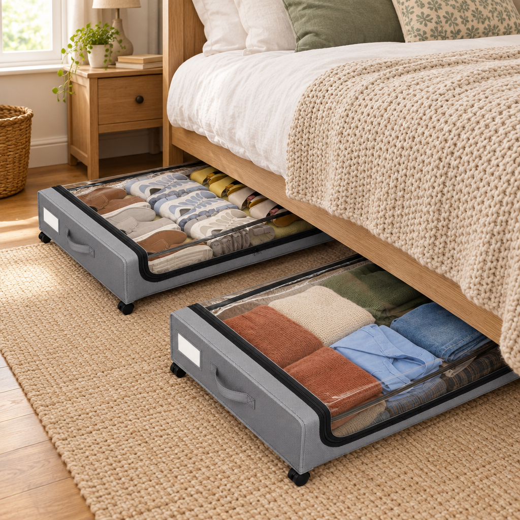 Harrington underbed storage boxes under a bed