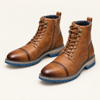 Thornbury men's faux leather lace-up boots in Brown