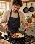 Cooking breakfast in the Ironbridge cast iron skillet