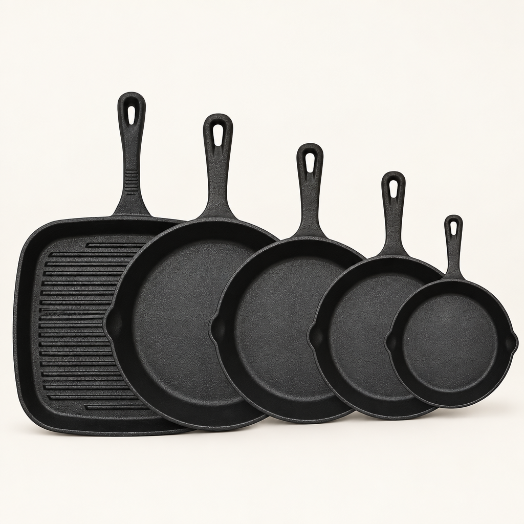 Ironbridge 5-piece cast iron set with grill pan