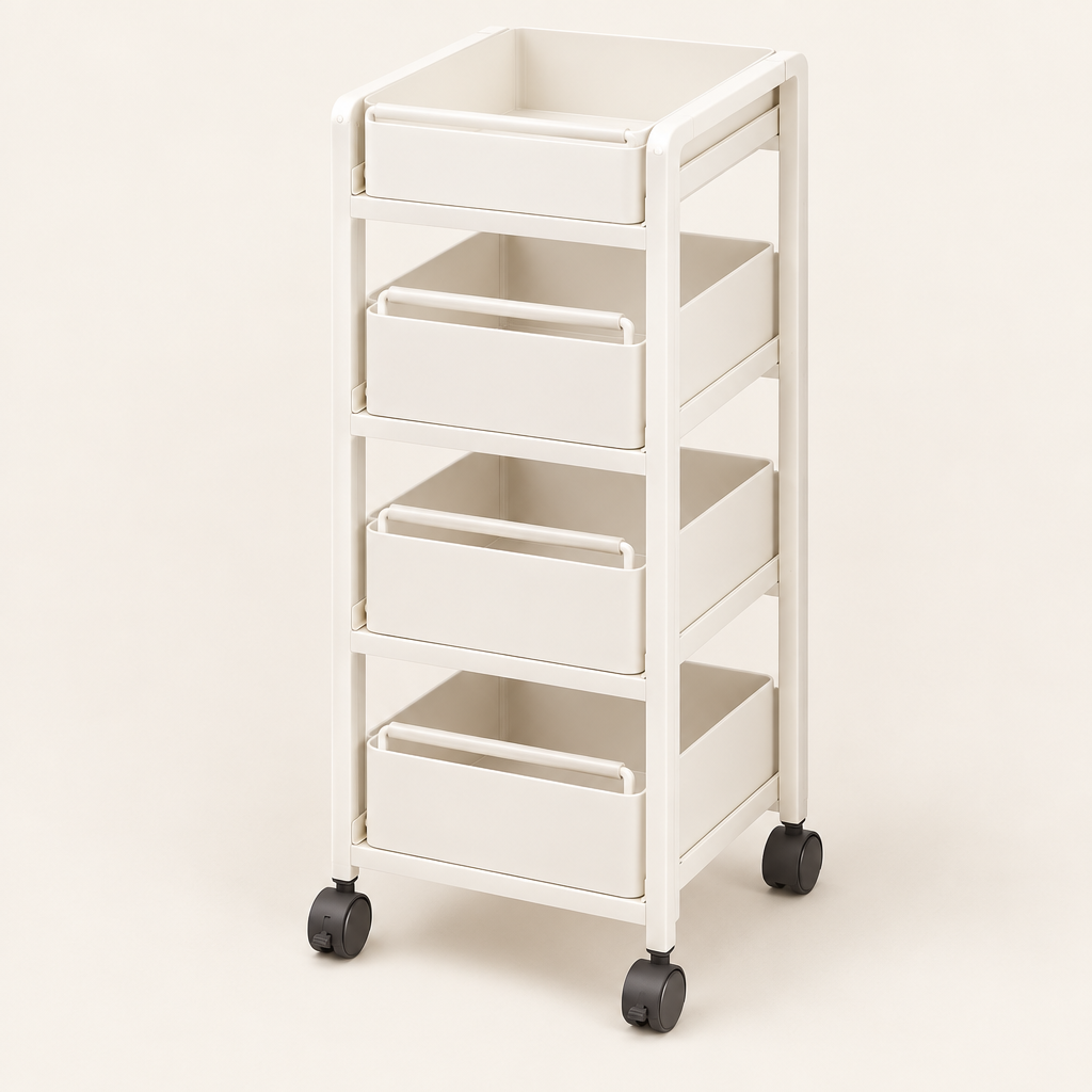 Stamford 4-tier rolling kitchen trolley in White