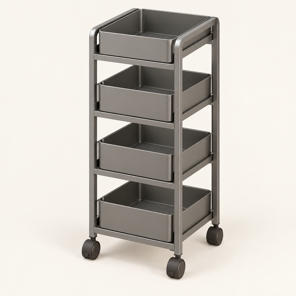 Stamford 4-tier rolling kitchen trolley in Grey