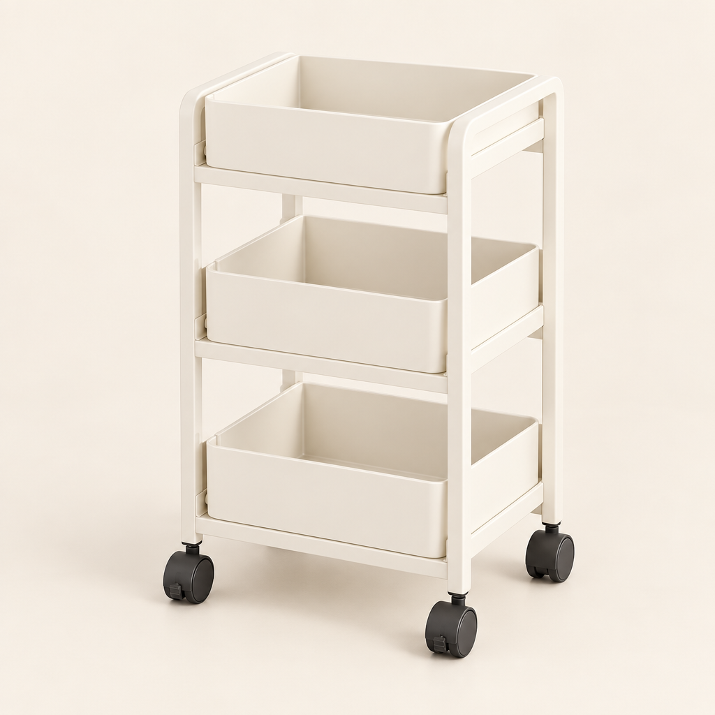 Stamford 3-tier rolling kitchen trolley in White