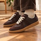 Close-up of the Ridley trainers gum sole and laces