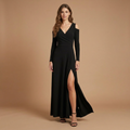 Valentina women's stretch maxi evening dress in Black